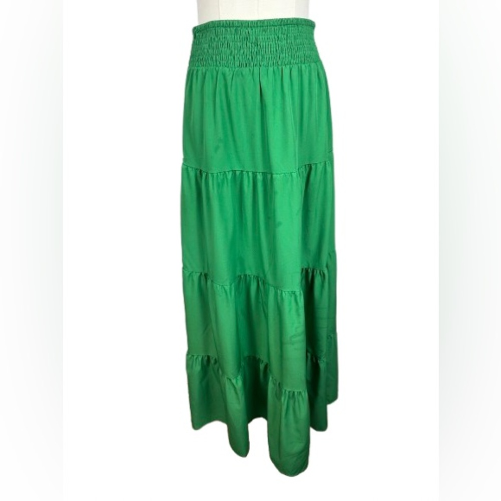 Green Tiered Maxi Skirt - Women
